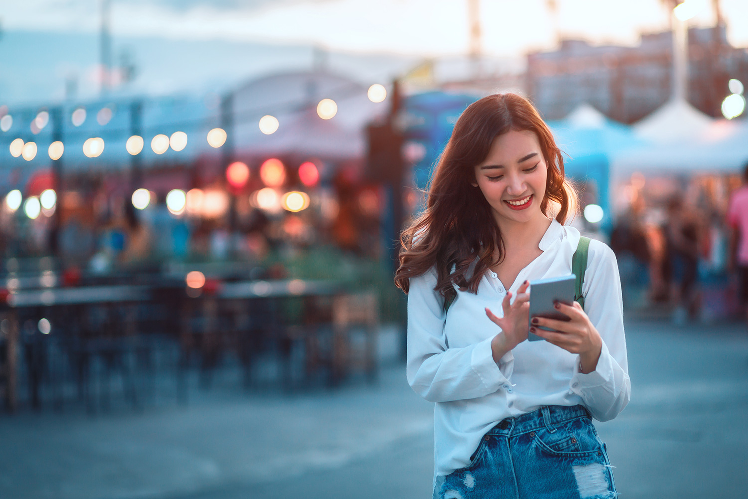 Woman looking at her phone