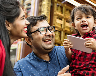 Family smiling and having fun