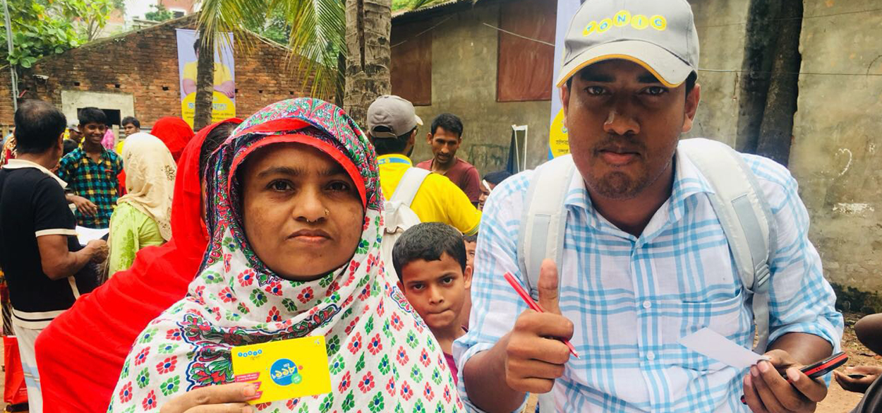 Tonic customers in Bangladesh with scratchcard