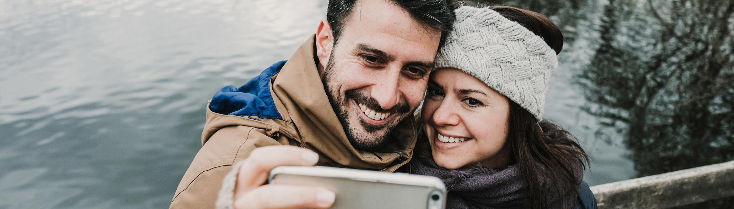 Man and woman taking a selfie