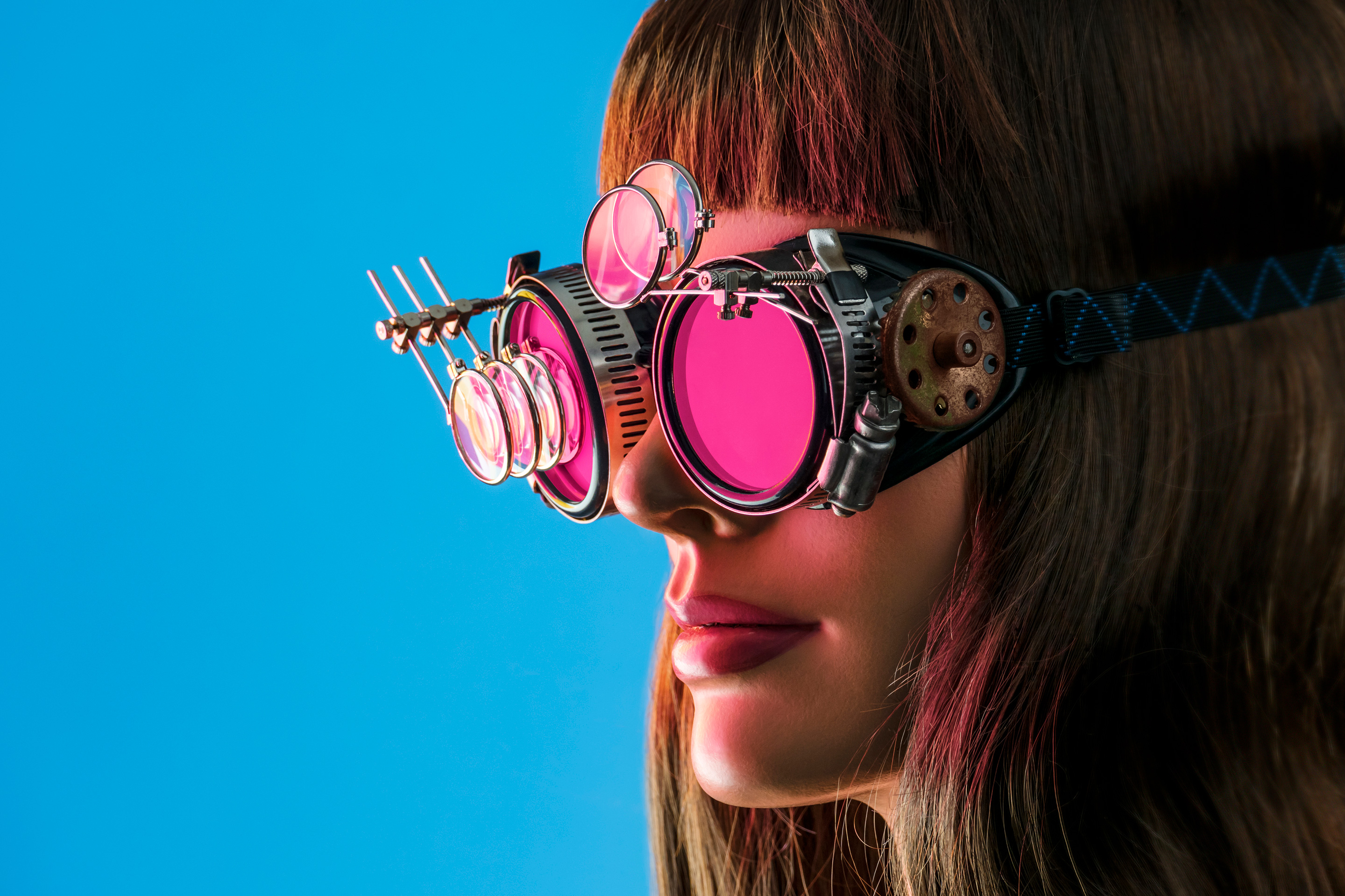 Futuristic woman with glasses